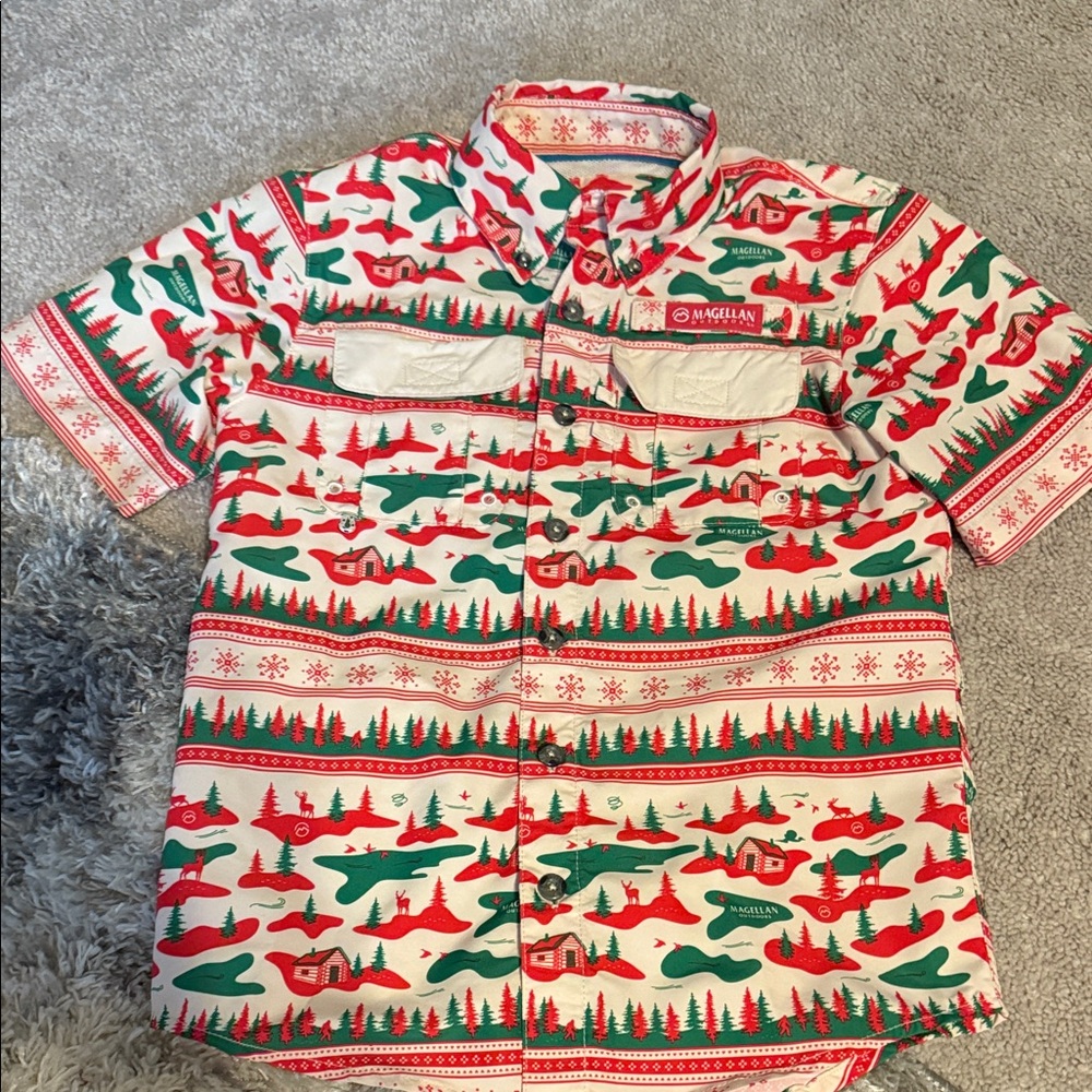 Magellan Outdoors Red and Green Kids Button Down Shirt
